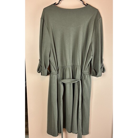 Lane Bryant Women’s Olive Green Tie Waist Dress 3/4 Sleeve Soft Size 22/24 - Picture 5 of 7